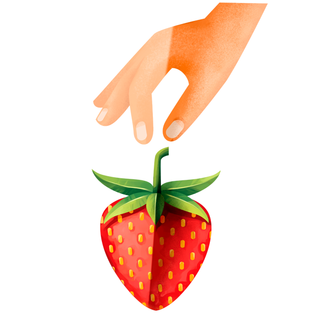 Hand pflu╠êckt Erdbeere